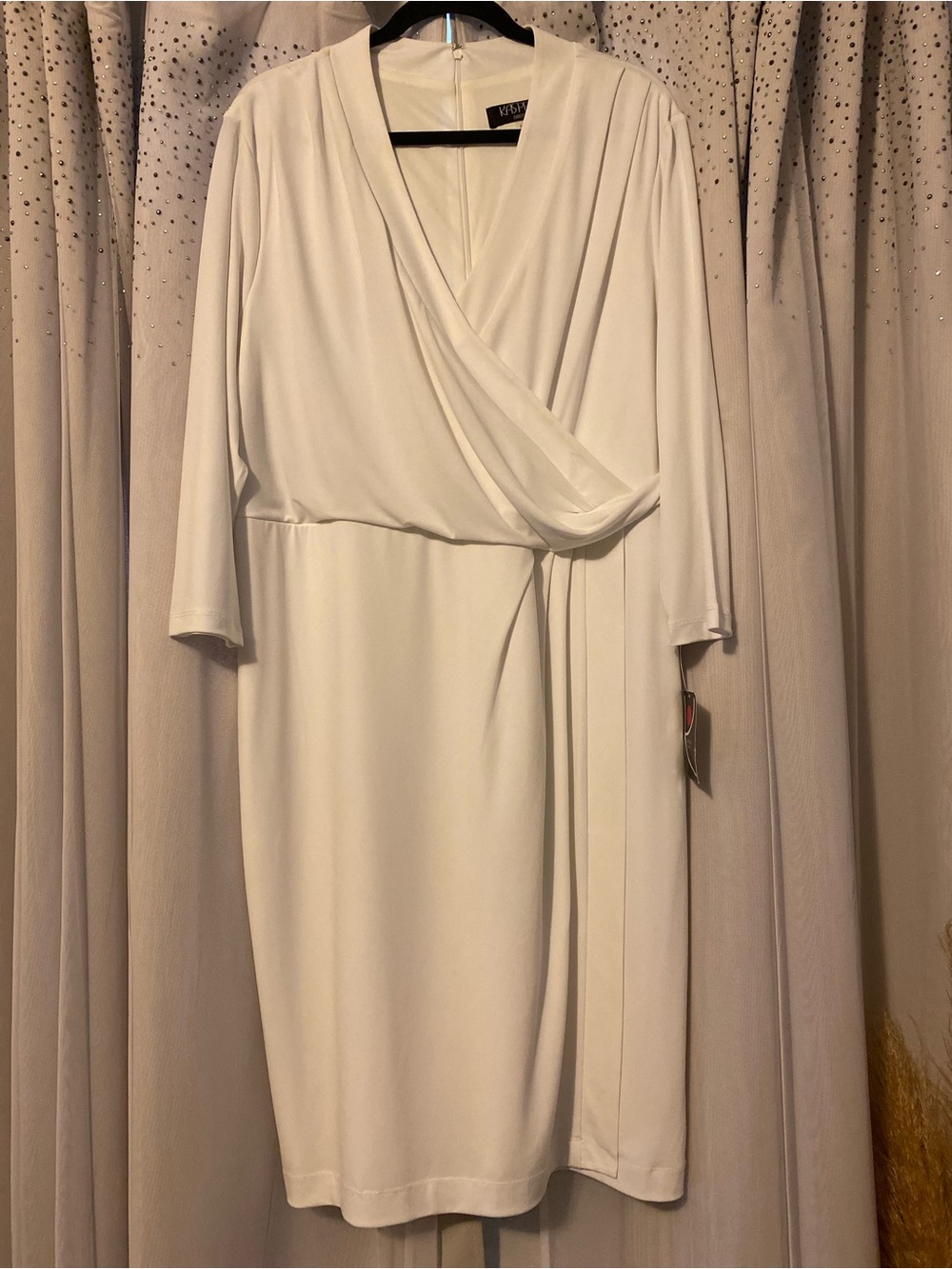KASPER NWT 2X SUBTLE FAUX WRAP WHITE DRESS